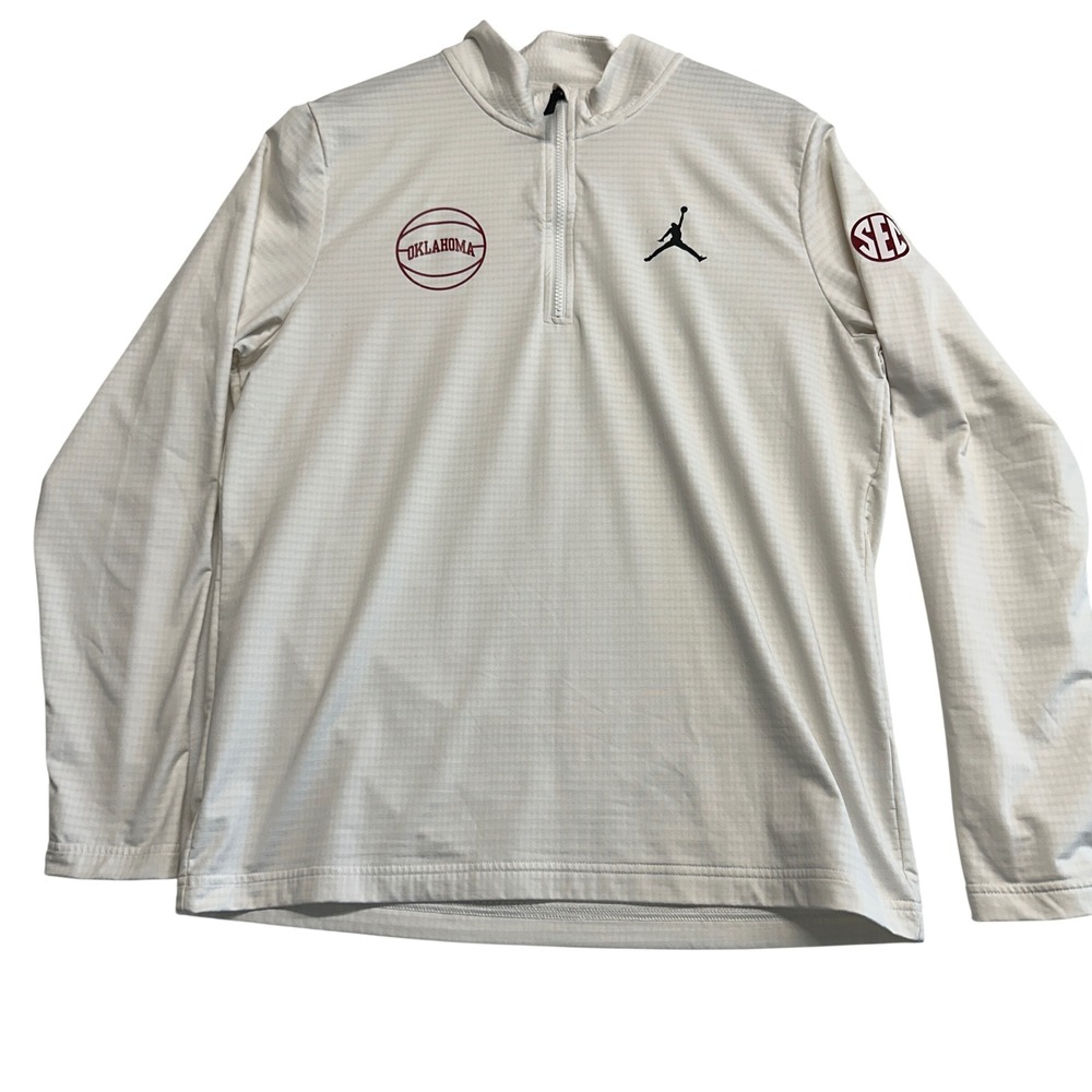 Jordan Oklahoma Sooners Mens Large White Dri-FIT Quarter Zip Pullover FD5837-100